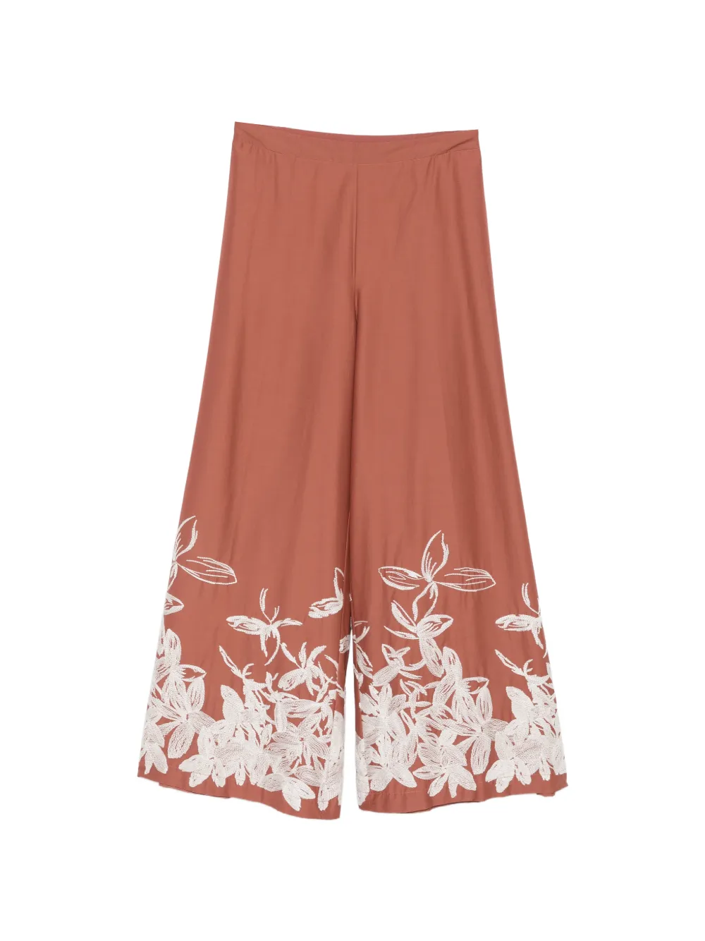 Liviana Conti leaf-embroidered trousers - Marrone