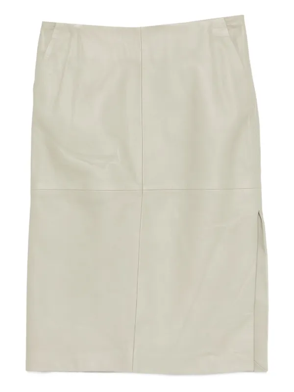 Halfboy Panelled Leather Skirt in Grey