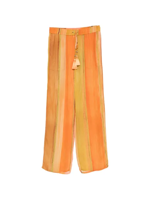 Água de Coco striped tassel-detail trousers