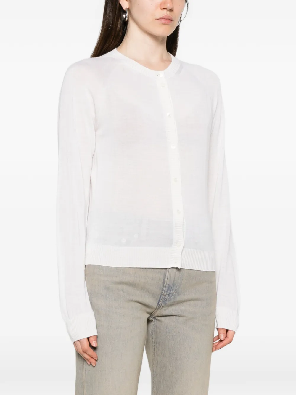 Liviana Conti Fijngebreid vest met raglan mouwen Beige