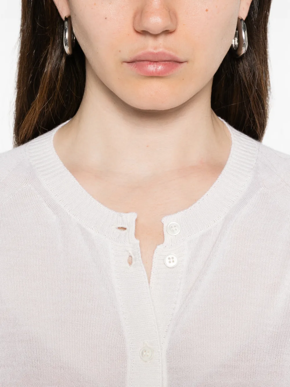 Liviana Conti Fijngebreid vest met raglan mouwen Beige