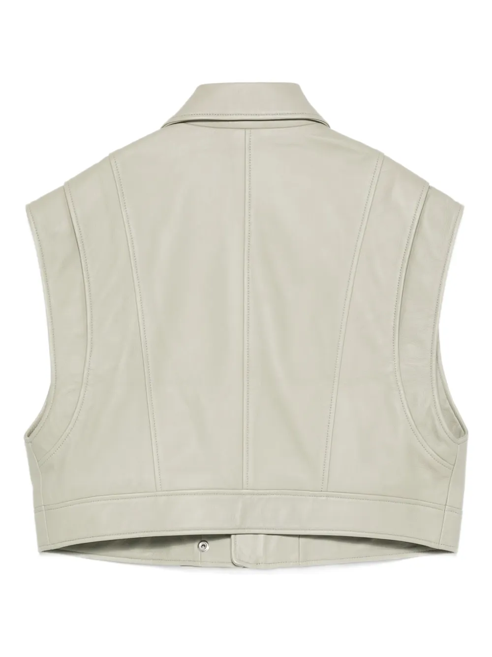 Halfboy Zip Leather Gilet In Neutral