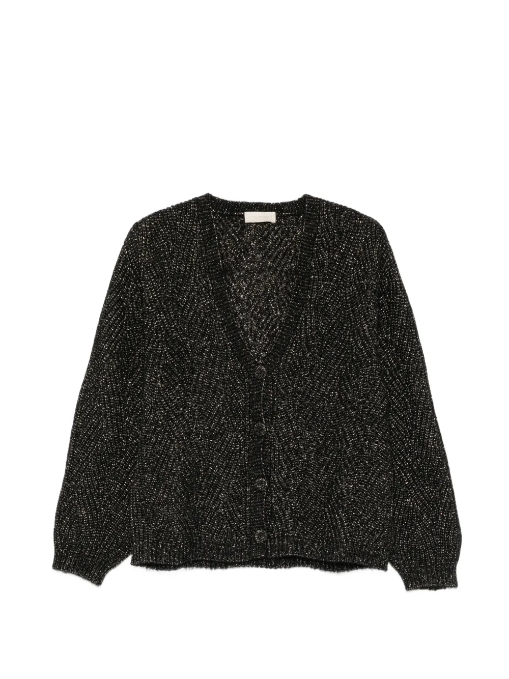 MOMONÌ Saiki metallic-effect V-neck wool cardigan - Nero