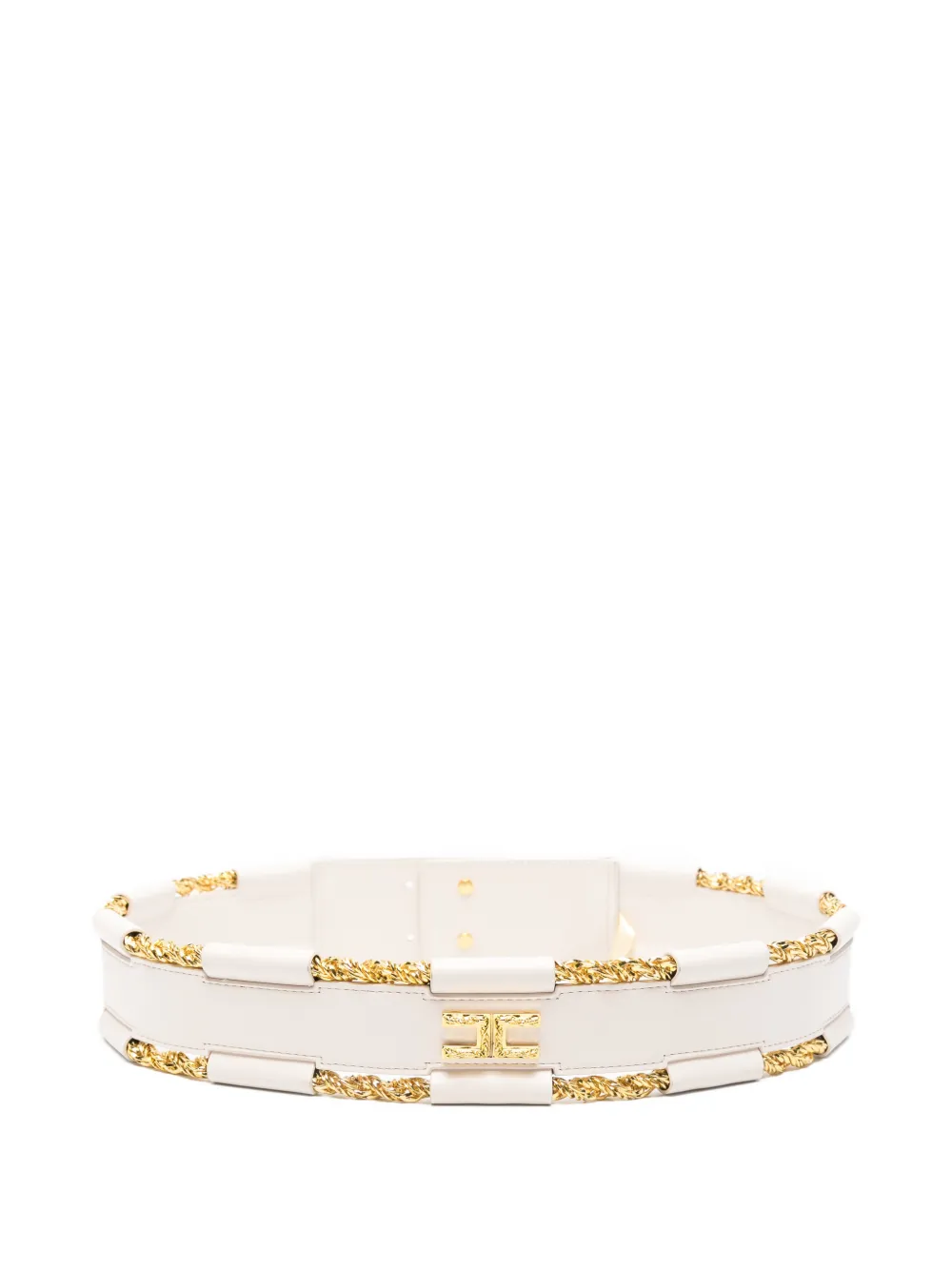 Elisabetta Franchi chain-link logo-plaque belt - Toni neutri