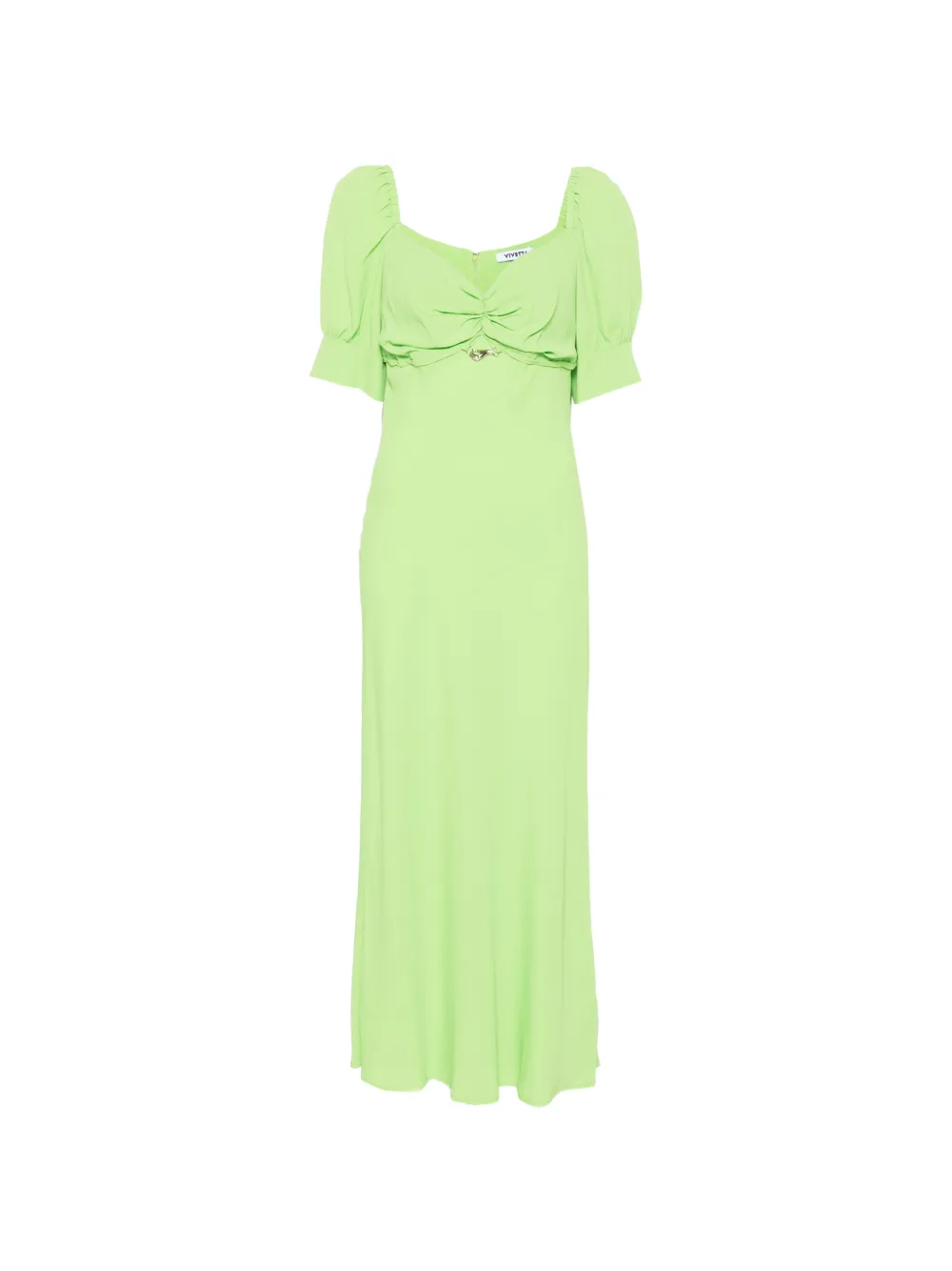 Vivetta ruched puff-sleeve midi dress - Verde