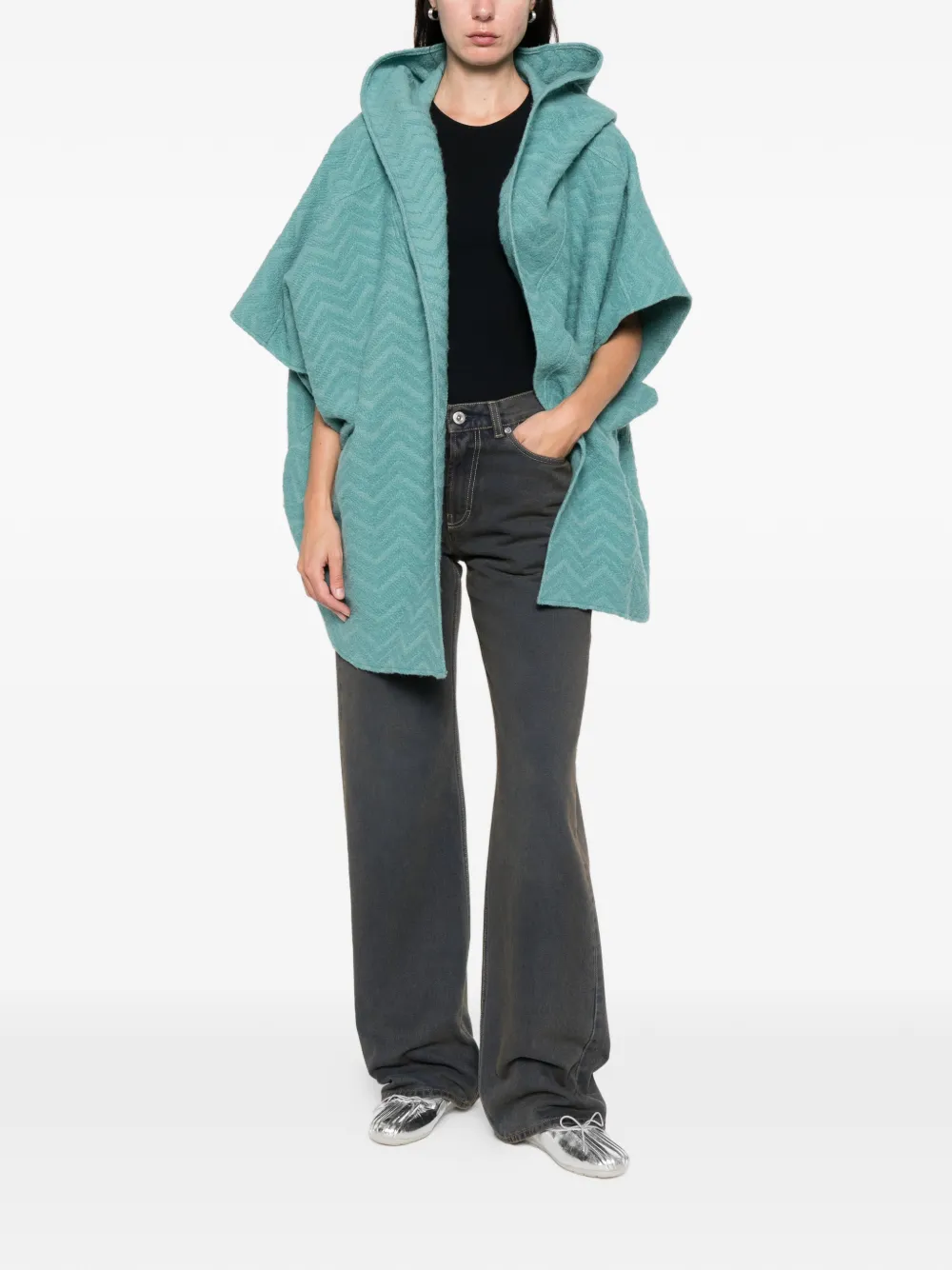 Missoni Hooded Cape In Green