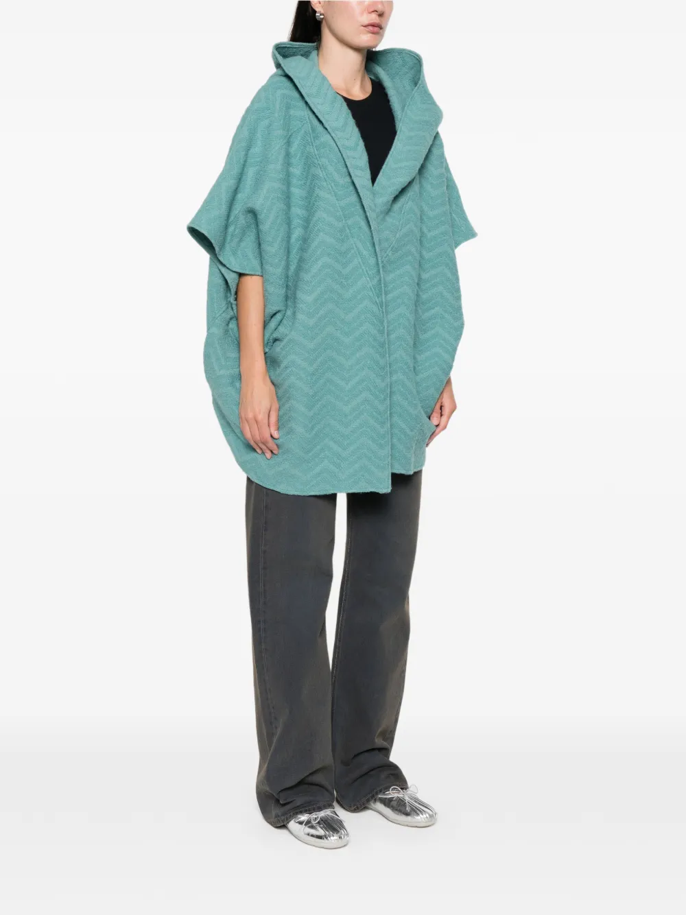 Missoni Hooded Cape In Green