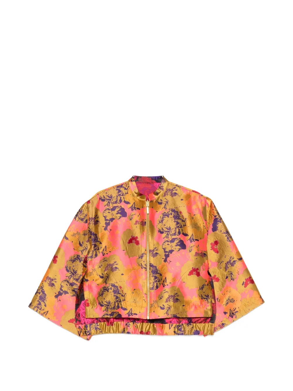 PSOPHIA floral-jacquard wide-sleeve jacket - Oro