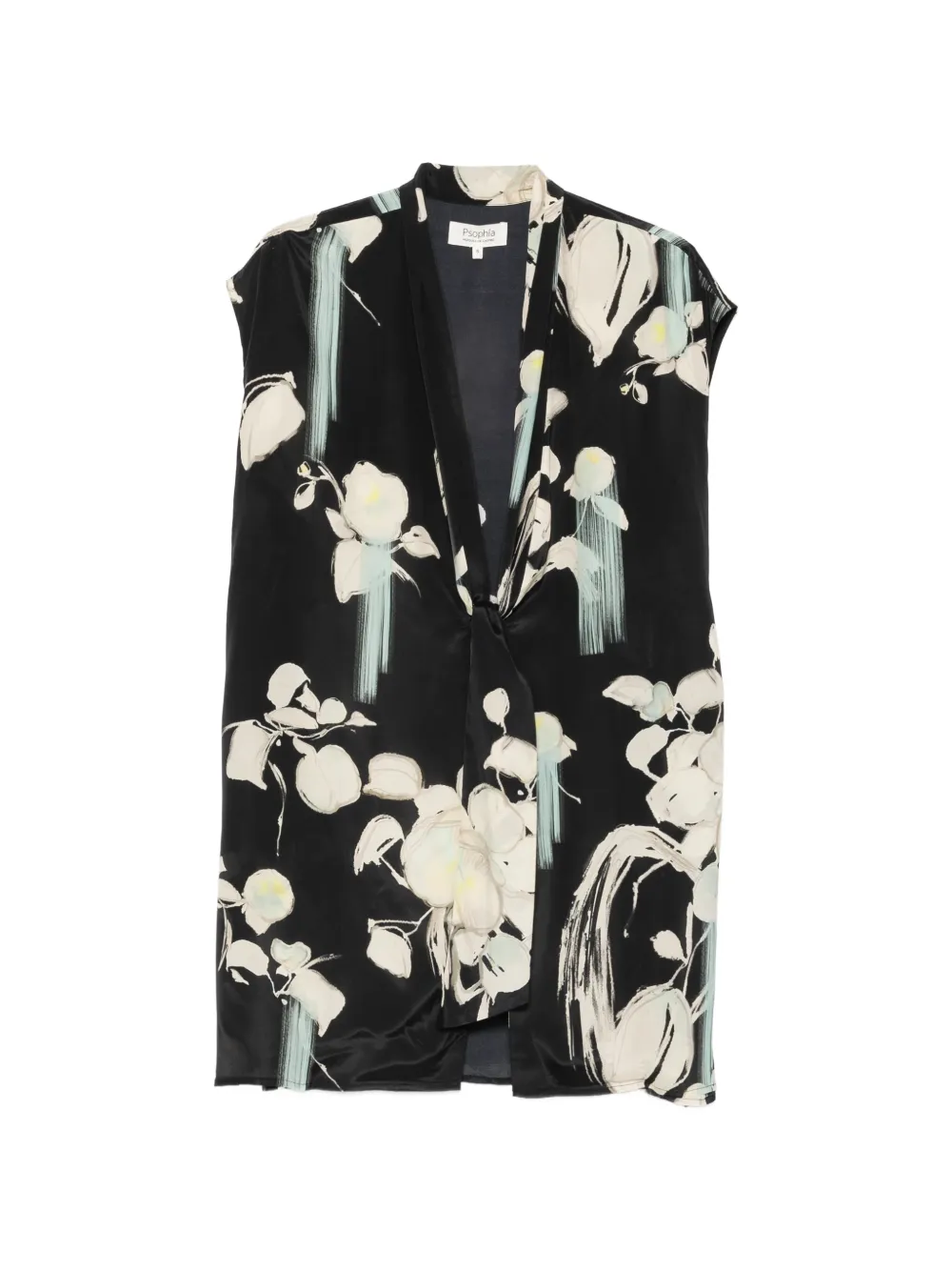 PSOPHIA floral-print sleeveless coat - Nero