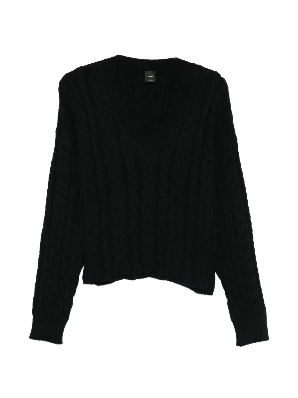 PINKO V-neck cable-knit sweater - Nero