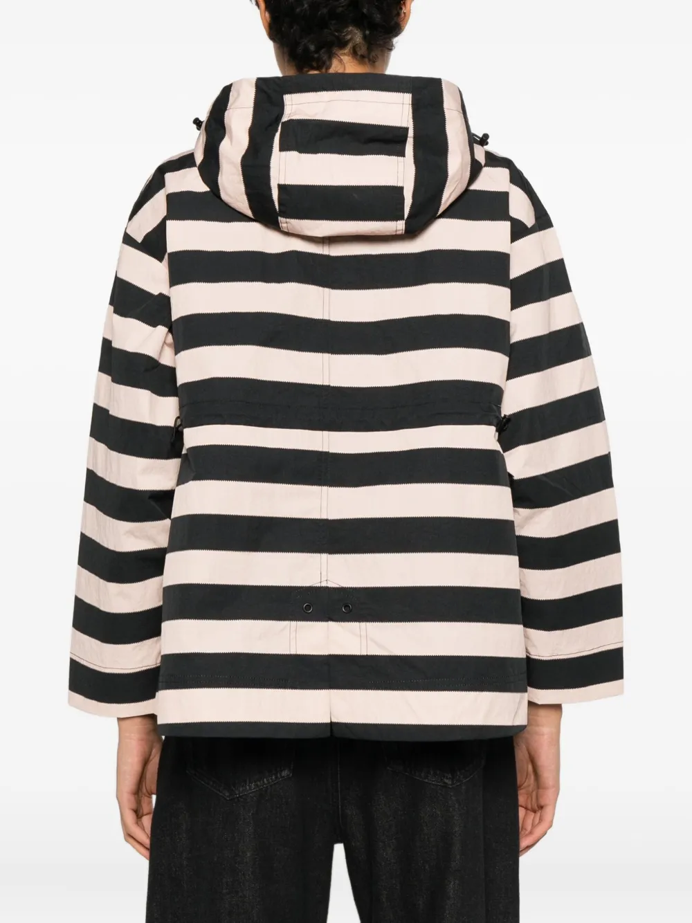 Psophia Striped Hooded Jacket In Black