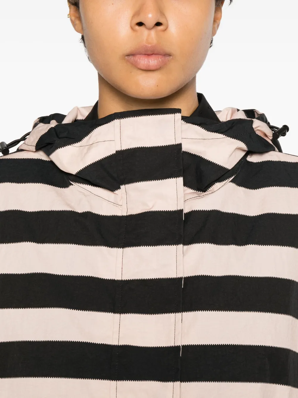 Psophia Striped Hooded Jacket In Black
