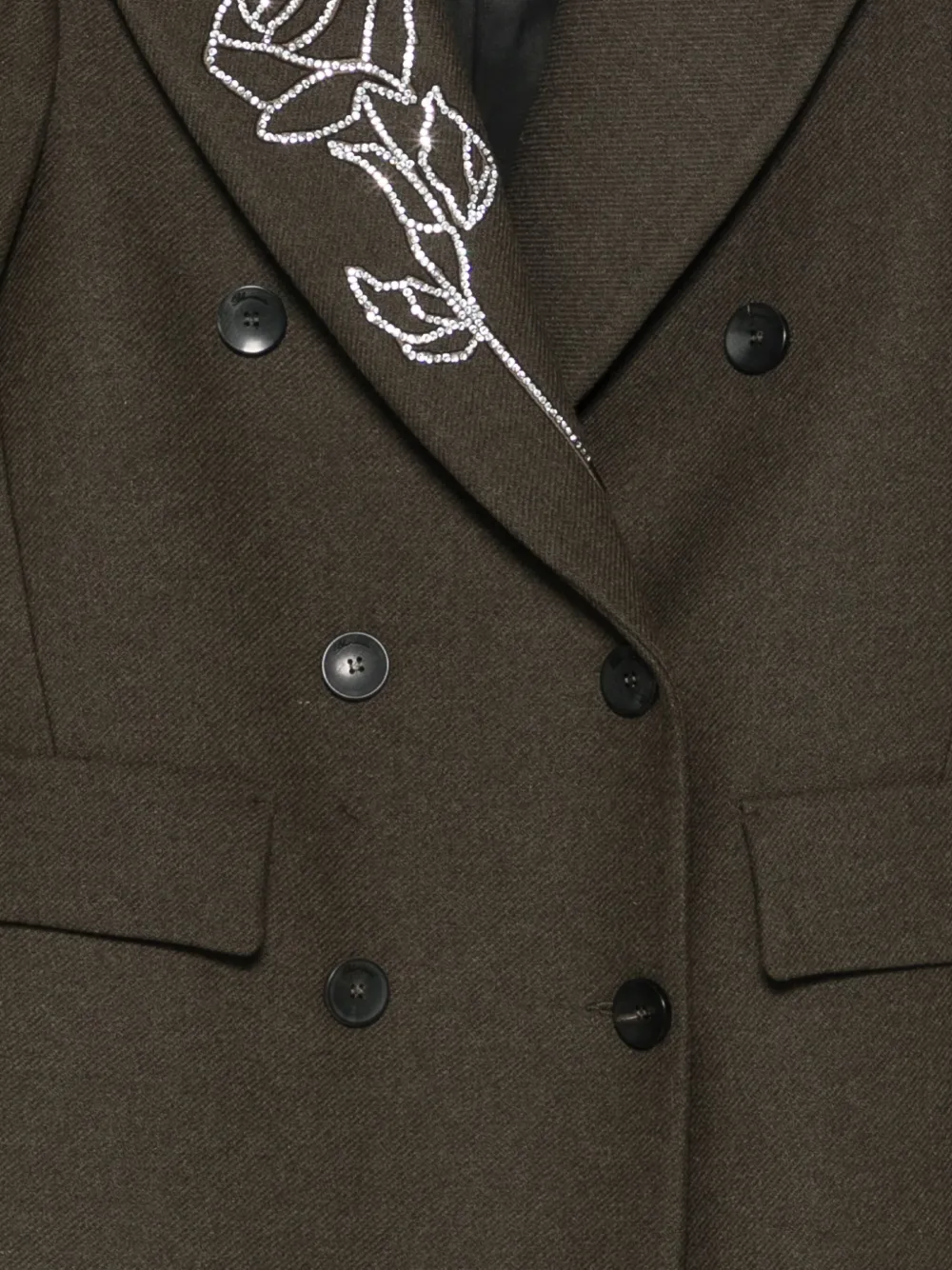 Blumarine Rose-embellished Coat In Brown