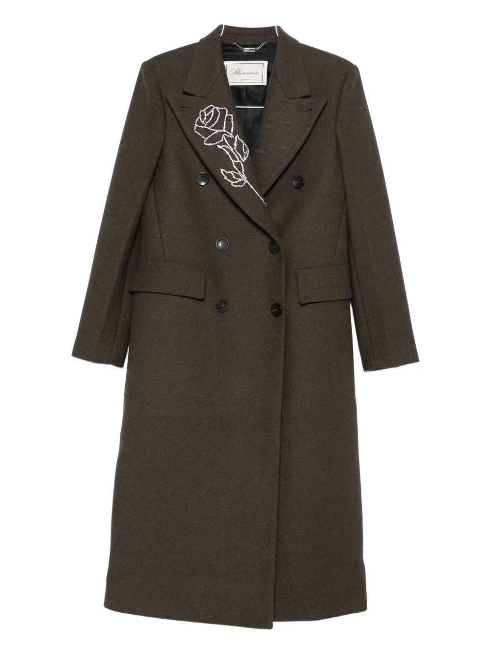 Blumarine rose-embellished coat - Marrone