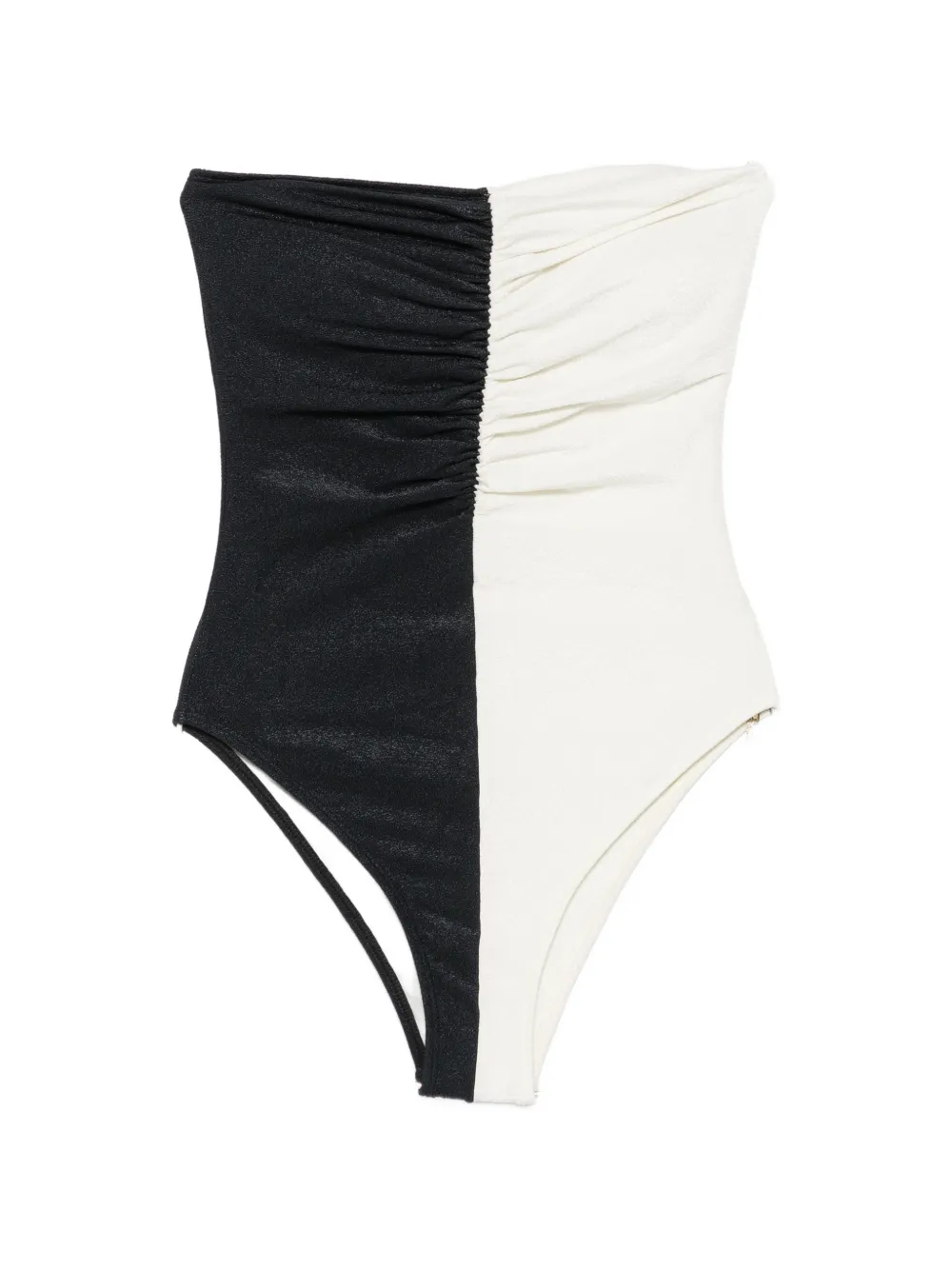 Água De Coco Ruched Two-tone Swimsuit In Multi