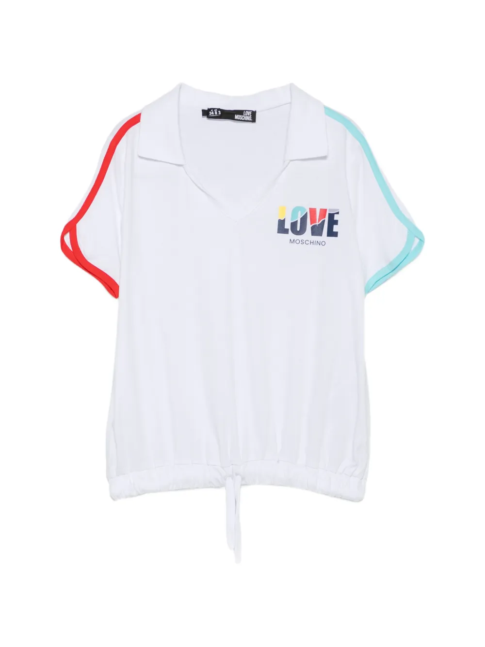 Love Moschino logo-print drawstring-hem polo shirt - Bianco