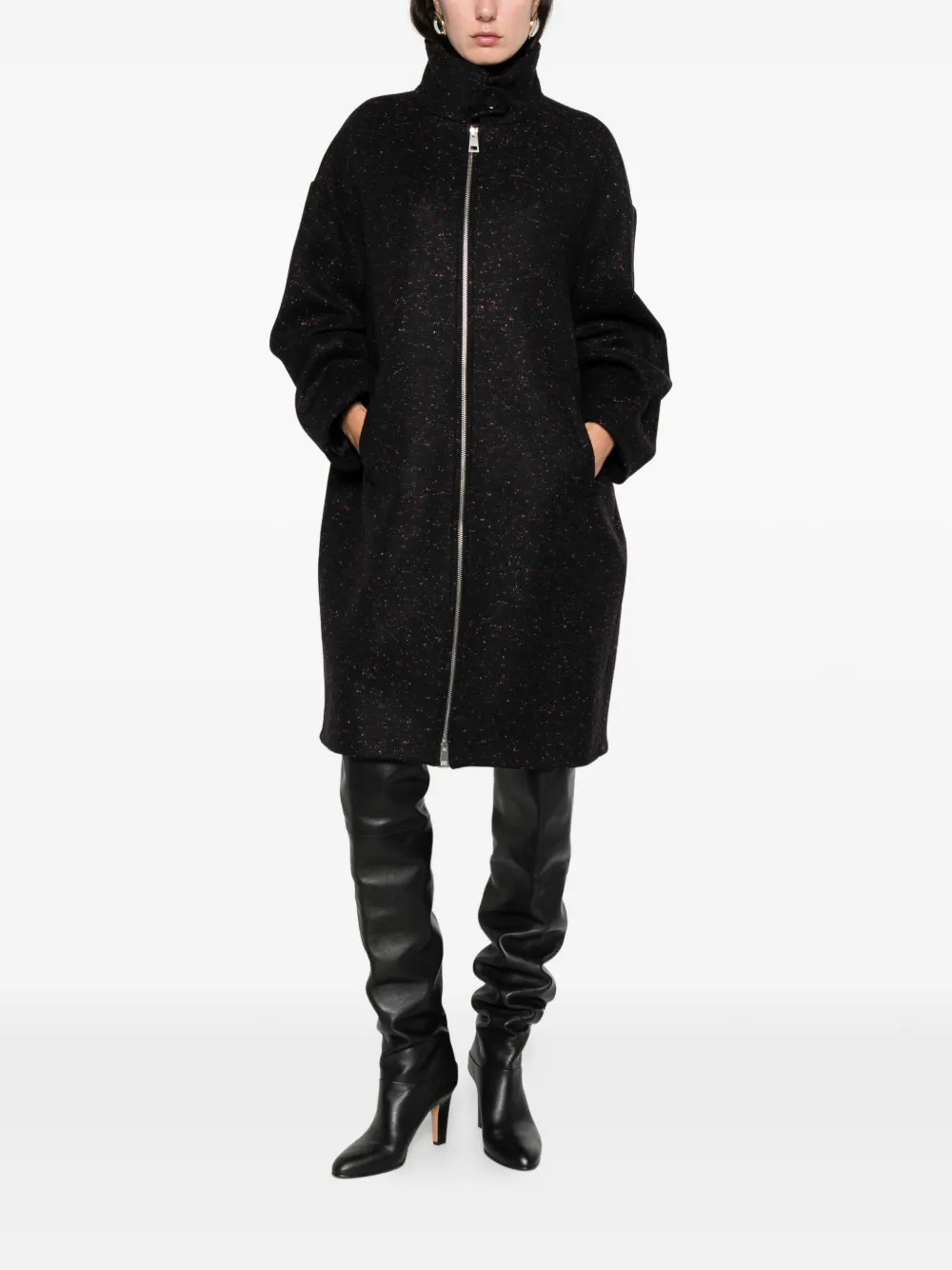 Liviana Conti Harold zip-up coat - Zwart