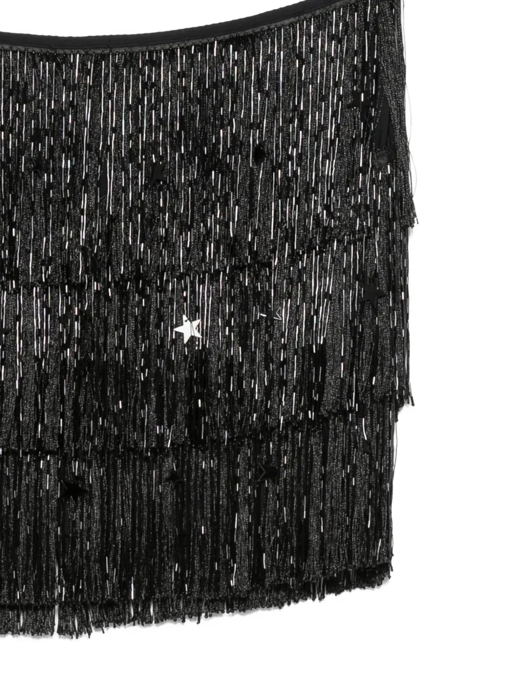 Venuja Fringed Sequin Mini Skirt In Black