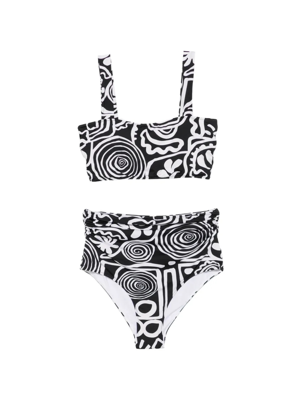 Liviana Conti abstract-print ruched bikini set - Nero