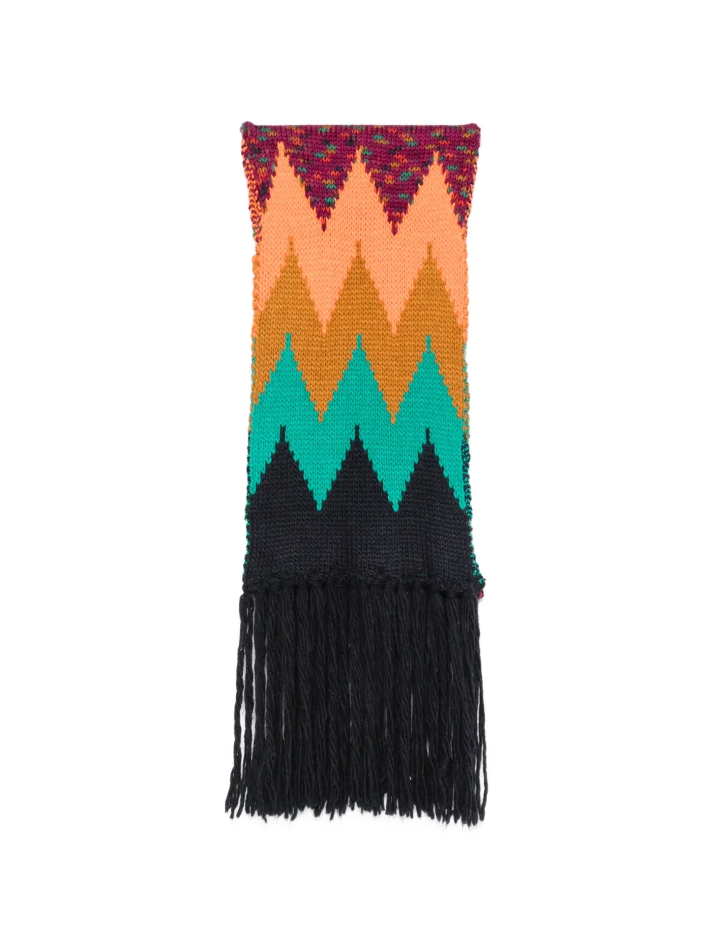 Missoni zigzag-knit fringed scarf - Schwarz