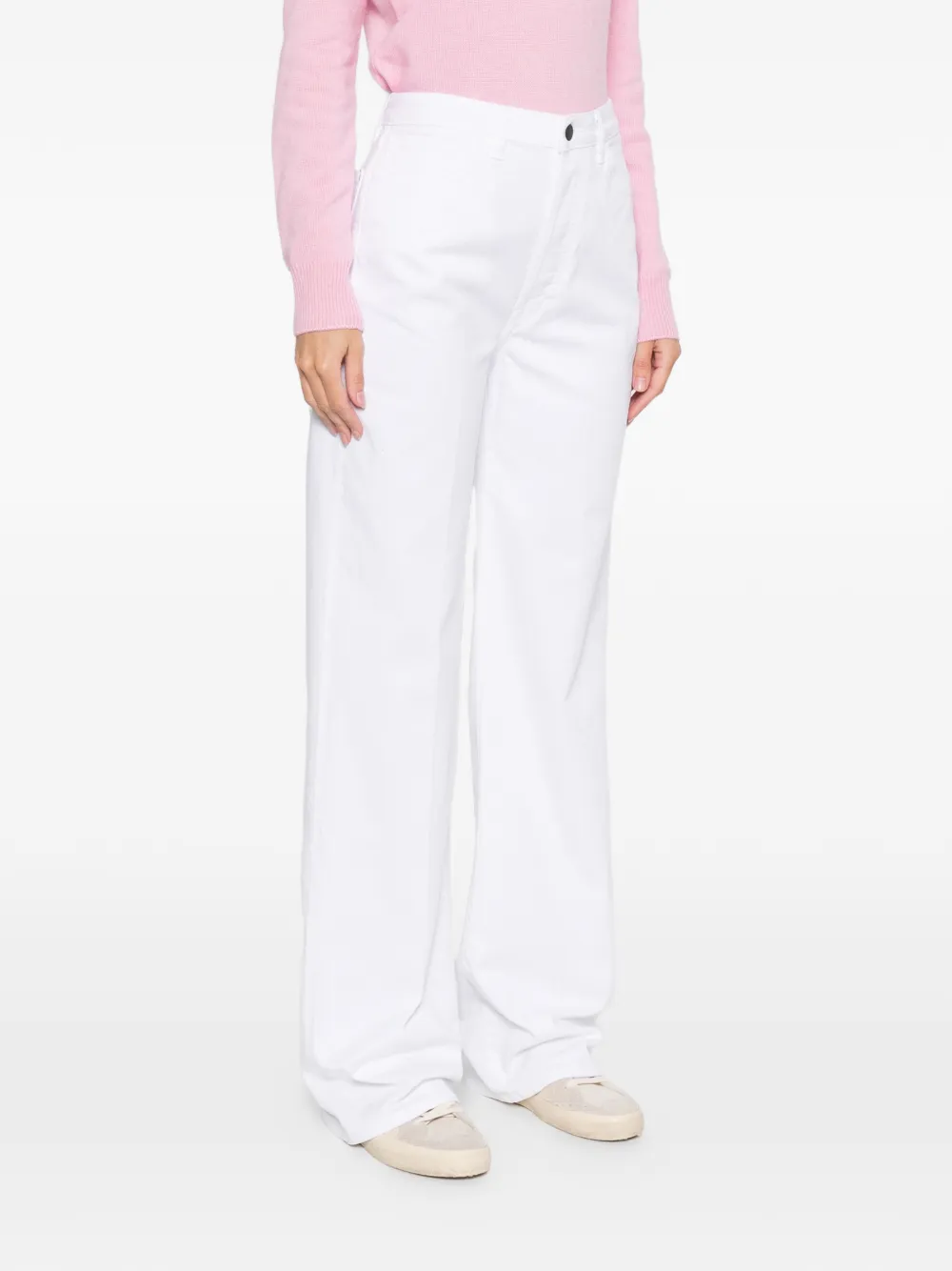 Liviana Conti Button-up Denim Trousers In White