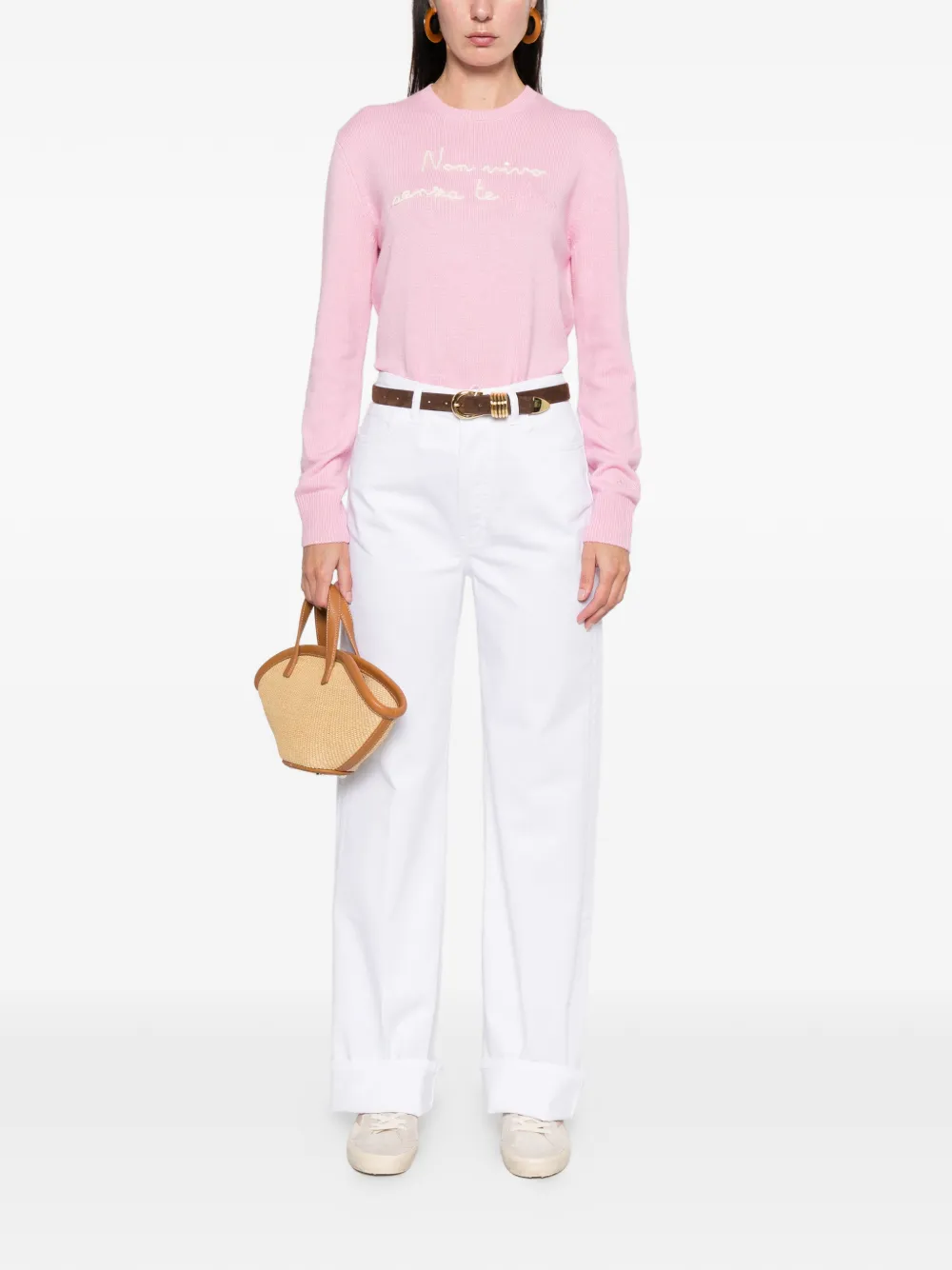 Liviana Conti button-up denim trousers - Wit