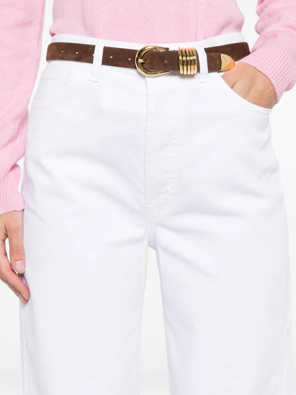 Liviana Conti Denim broek met knopen Wit