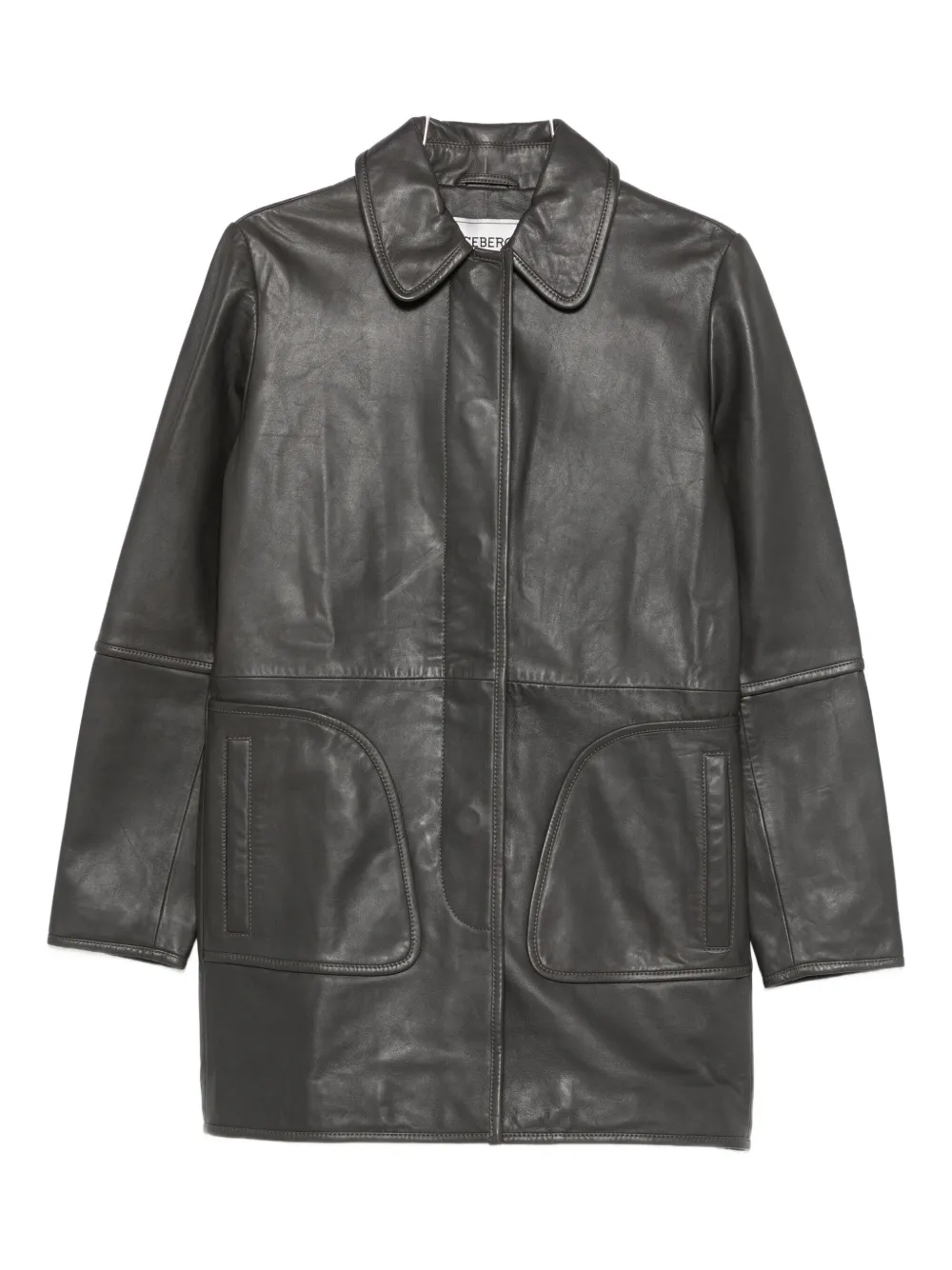 Iceberg Leather Pocket Coat In Gray
