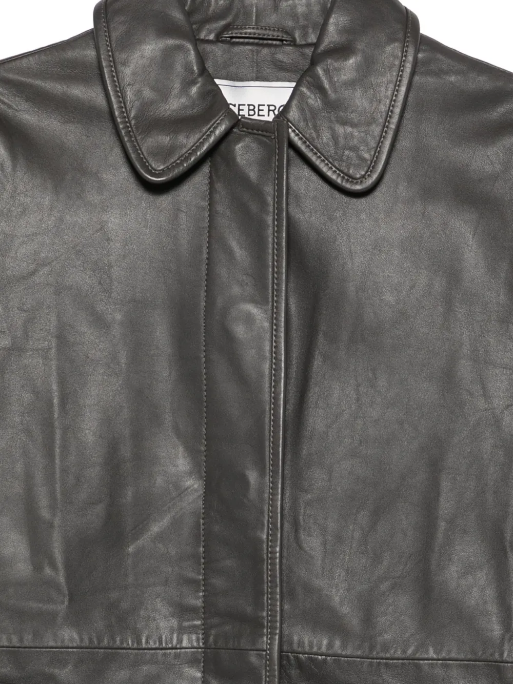 Iceberg Leather Pocket Coat In Gray