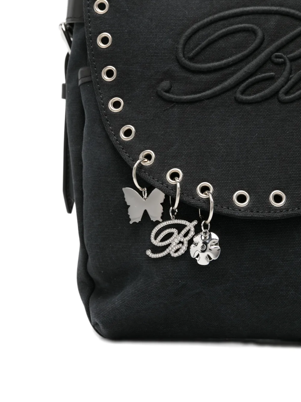 Blumarine Crossbodytas verfraaid met ringlets en geborduurd logo Zwart