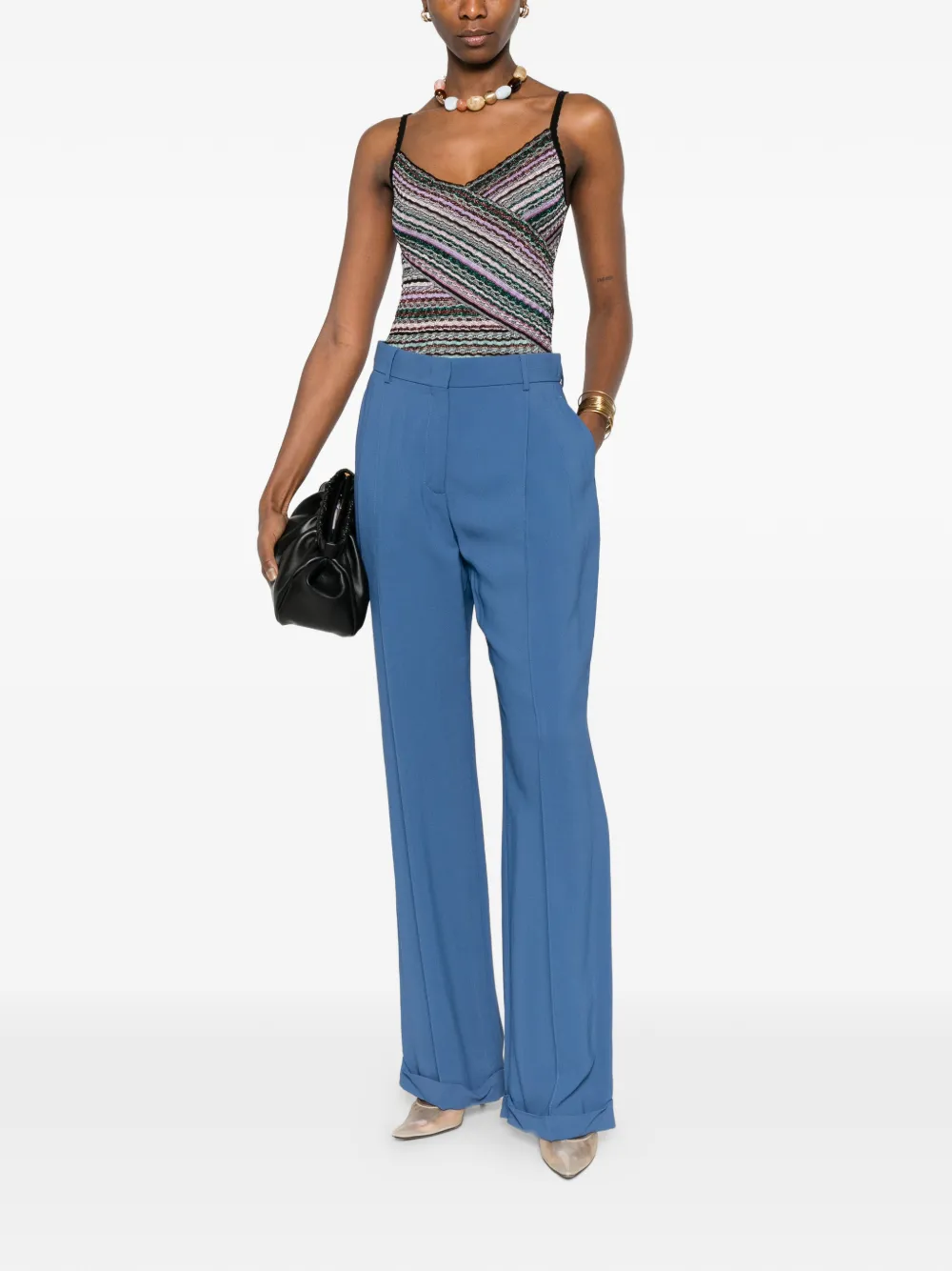 Missoni Geplooide palazzo broek met omslag Blauw