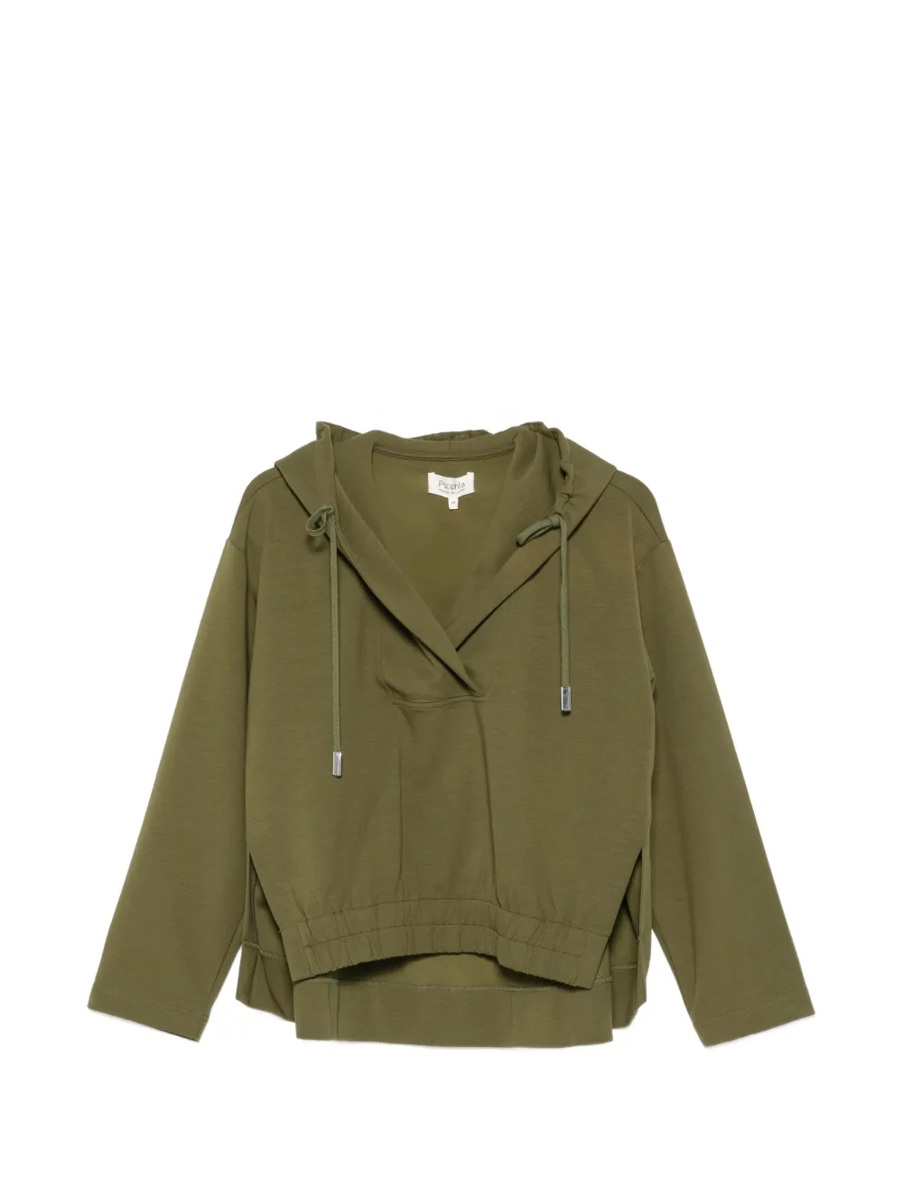 PSOPHIA drawstring-hood elasticated-hem hoodie - Green