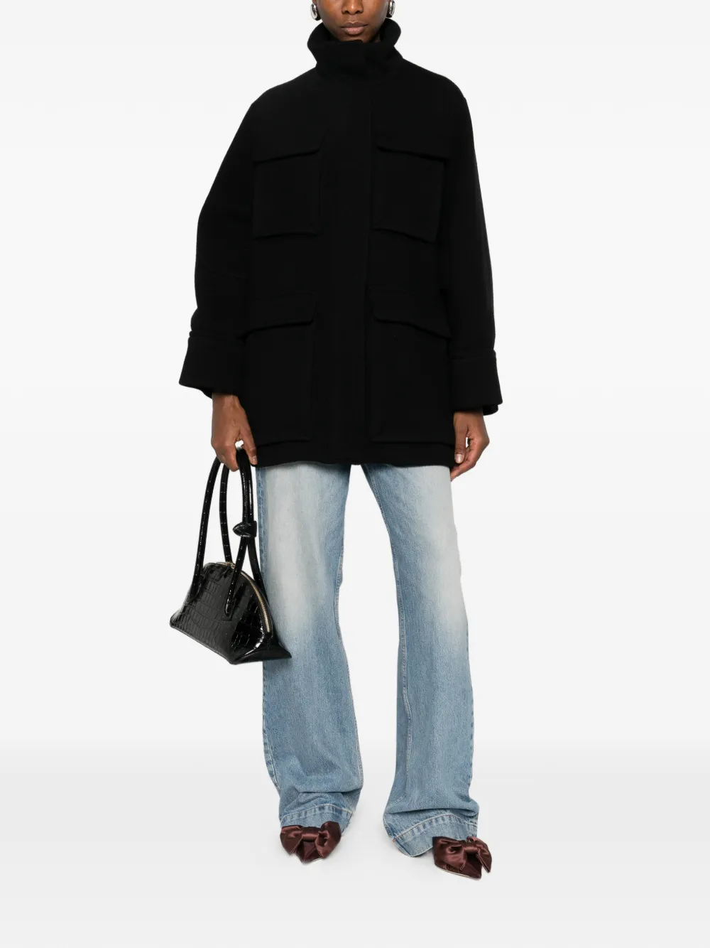 Circus Hotel Pocket Overcoat - Black 