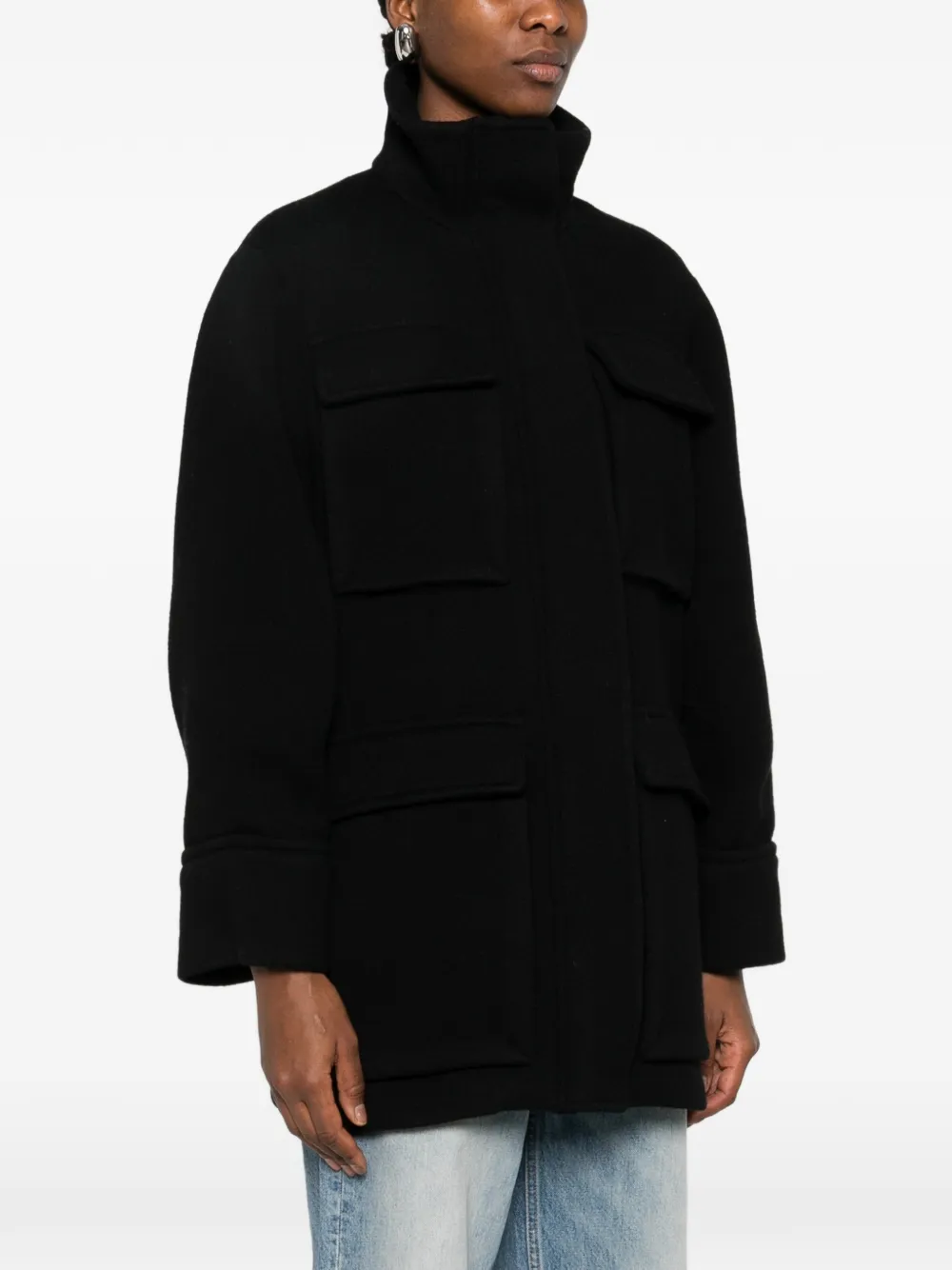  Circus Hotel Pocket Overcoat - Black 