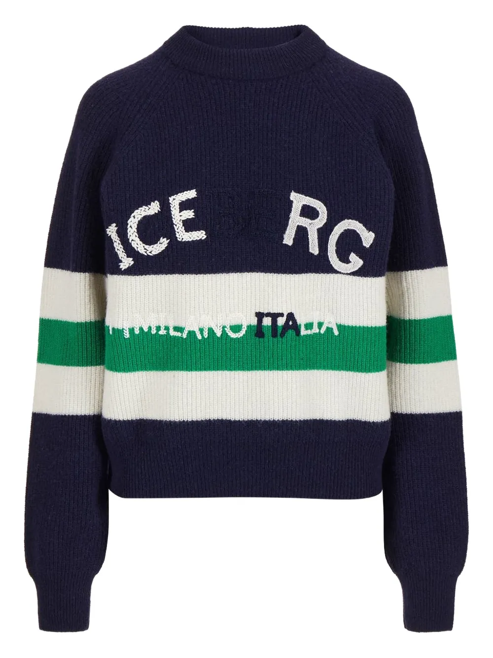 Iceberg suéter con cuello redondo y rayas estampadas | azul | Image 1