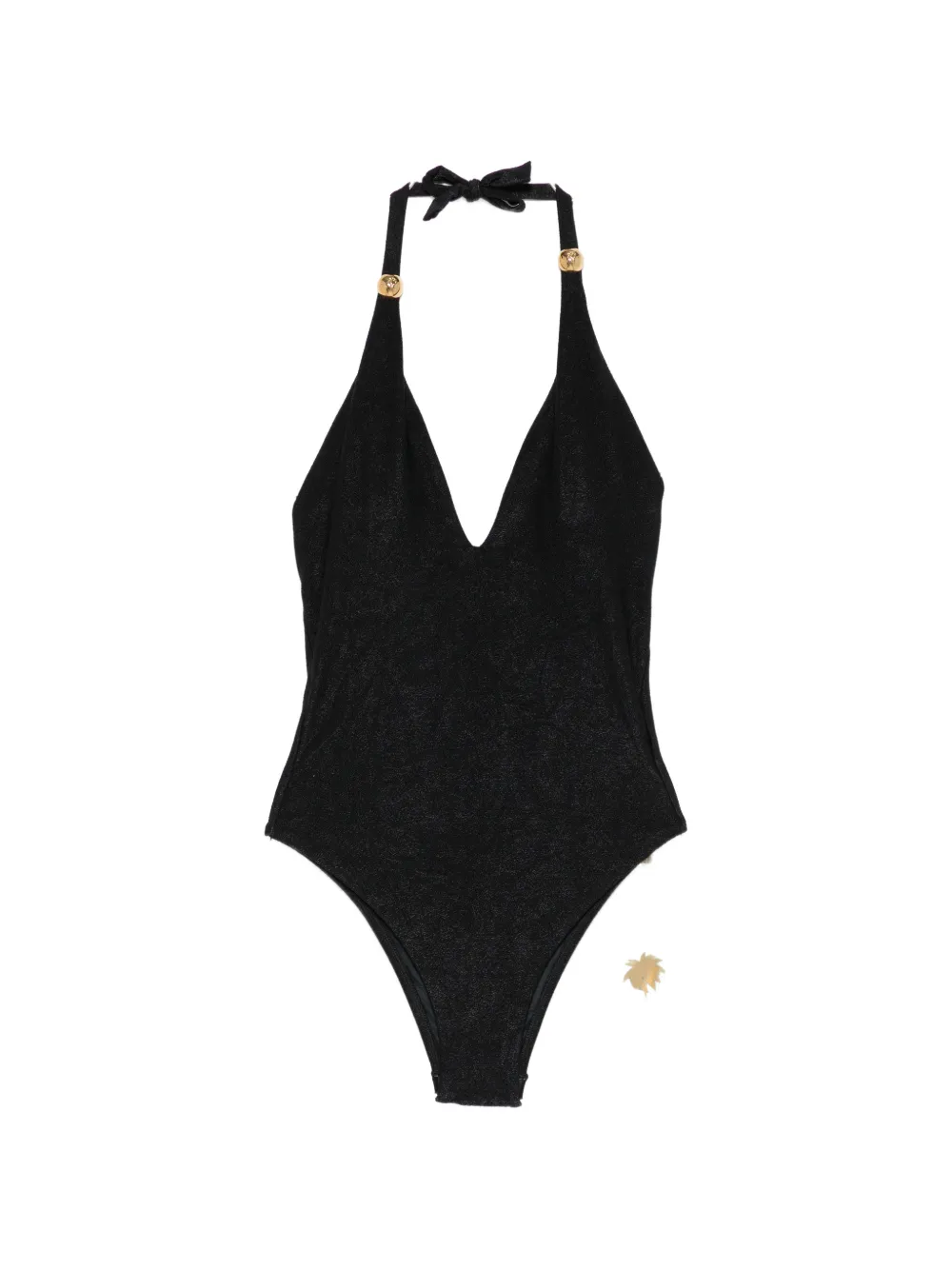 Água De Coco V-neck Embellished Swimsuit In Black