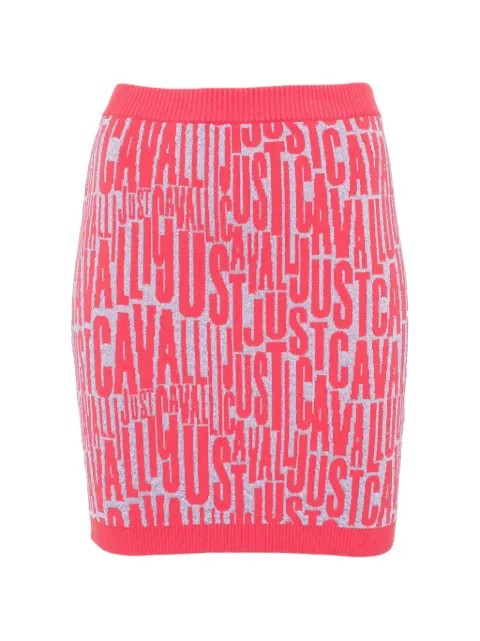 Just Cavalli falda corta de canalé con logo