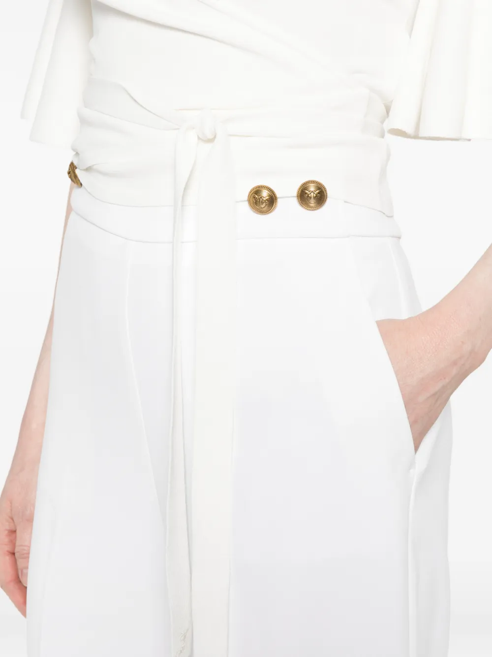 PINKO Straight broek met knopen Wit