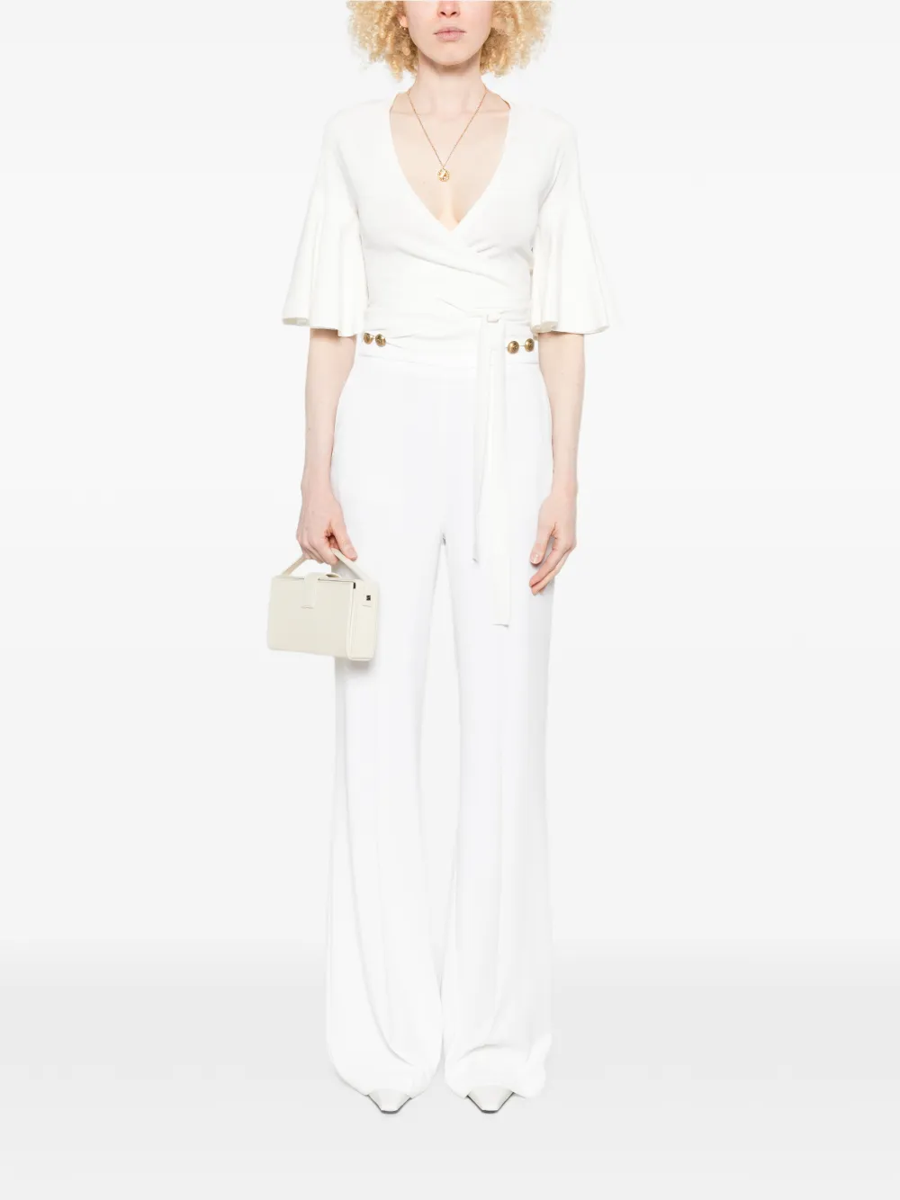PINKO Straight broek met knopen Wit