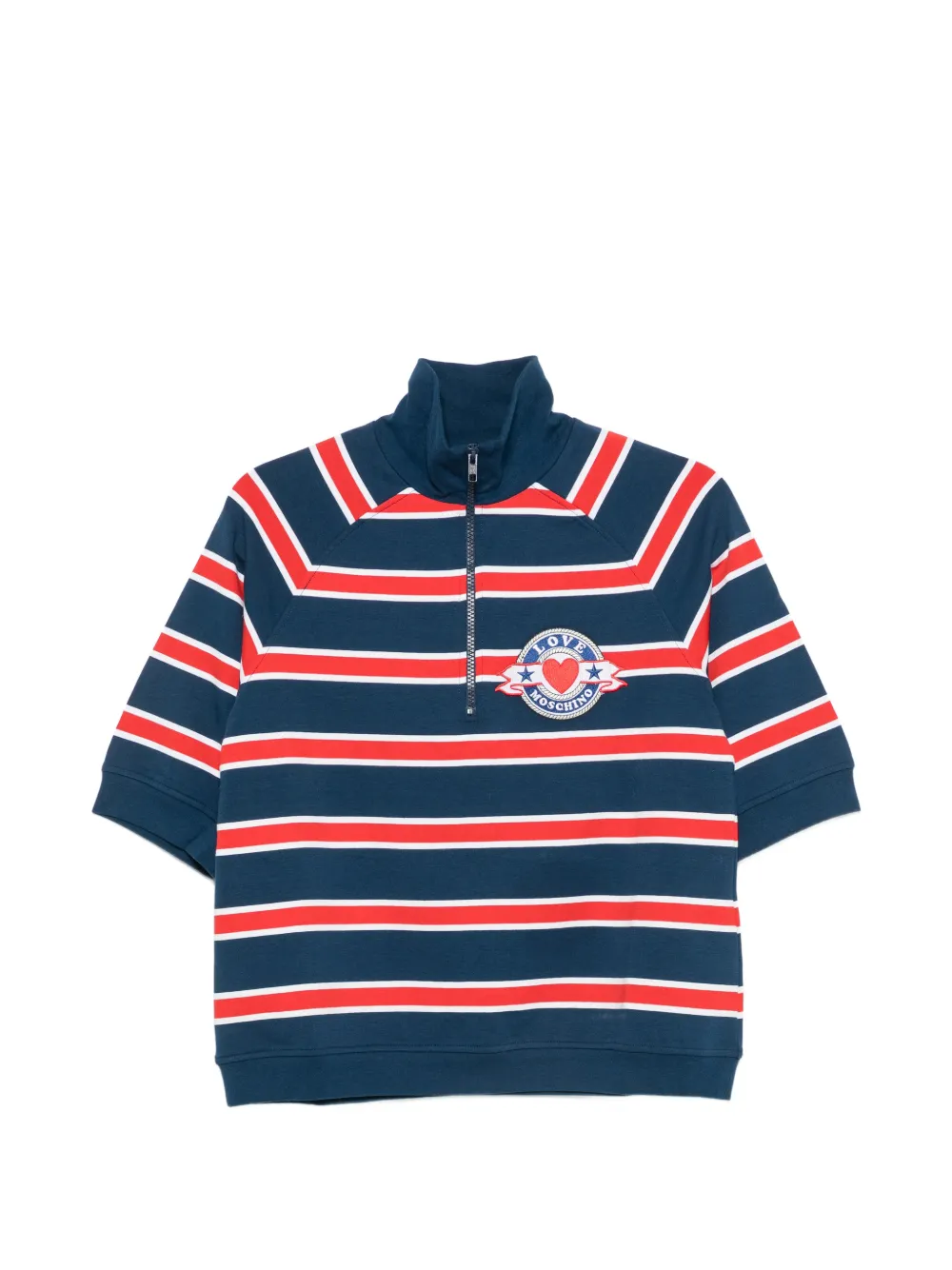 Love Moschino striped-pattern polo top - Blu
