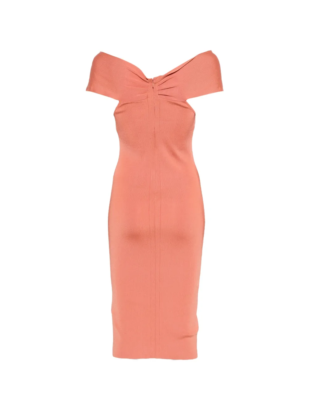 Elisabetta Franchi Off-shoulder geplooide jurk Oranje