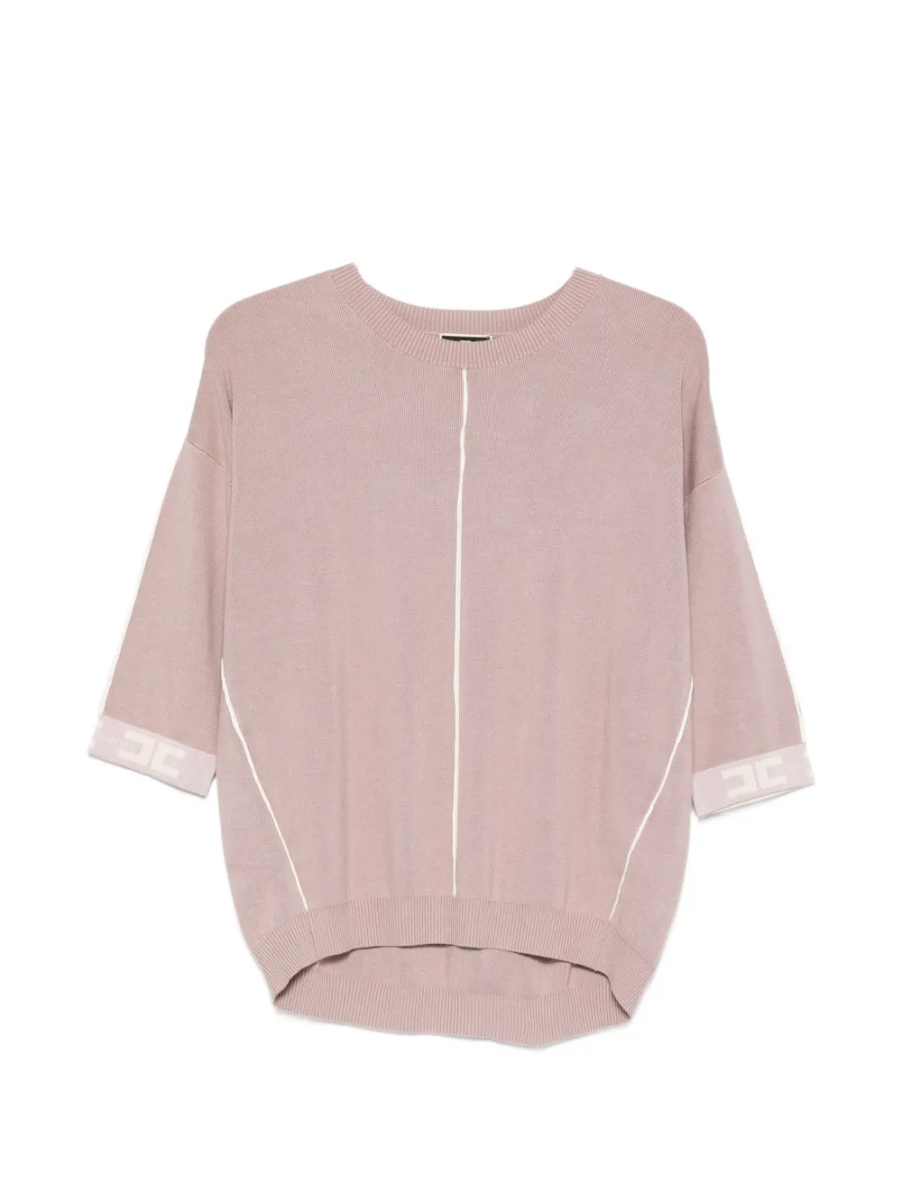 Elisabetta Franchi logo-cuff piped sweater - Rosa