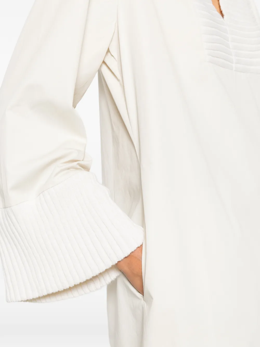 By Malene Birger Moldoa midi-jurk met ribgebreide afwerking Beige