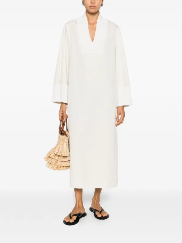 By Malene Birger Moldoa ribbed-knit Trim Midi Dress | Neutrals