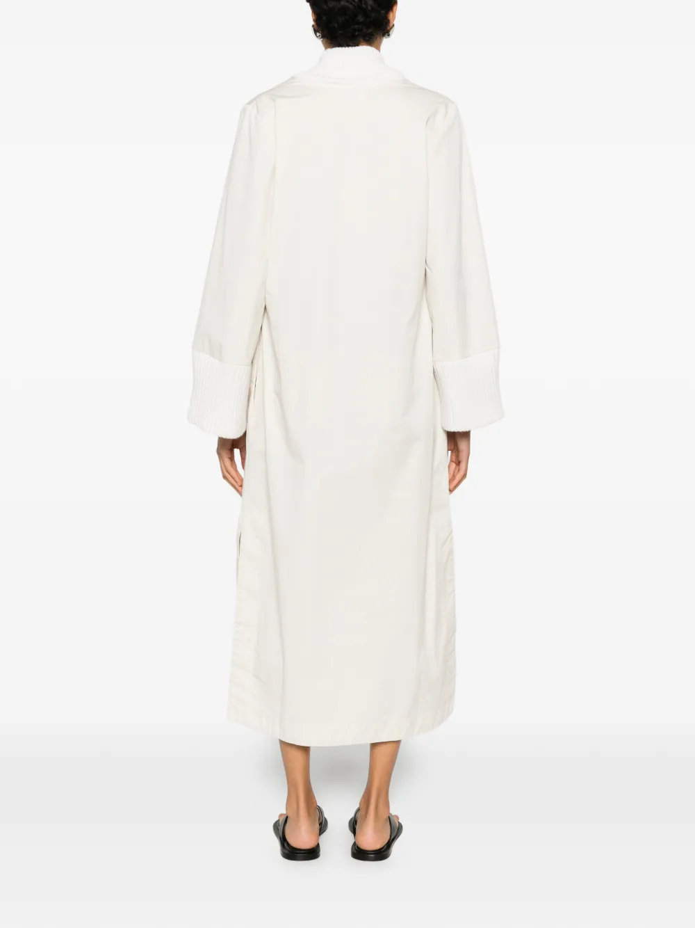 By Malene Birger Moldoa midi-jurk met ribgebreide afwerking Beige