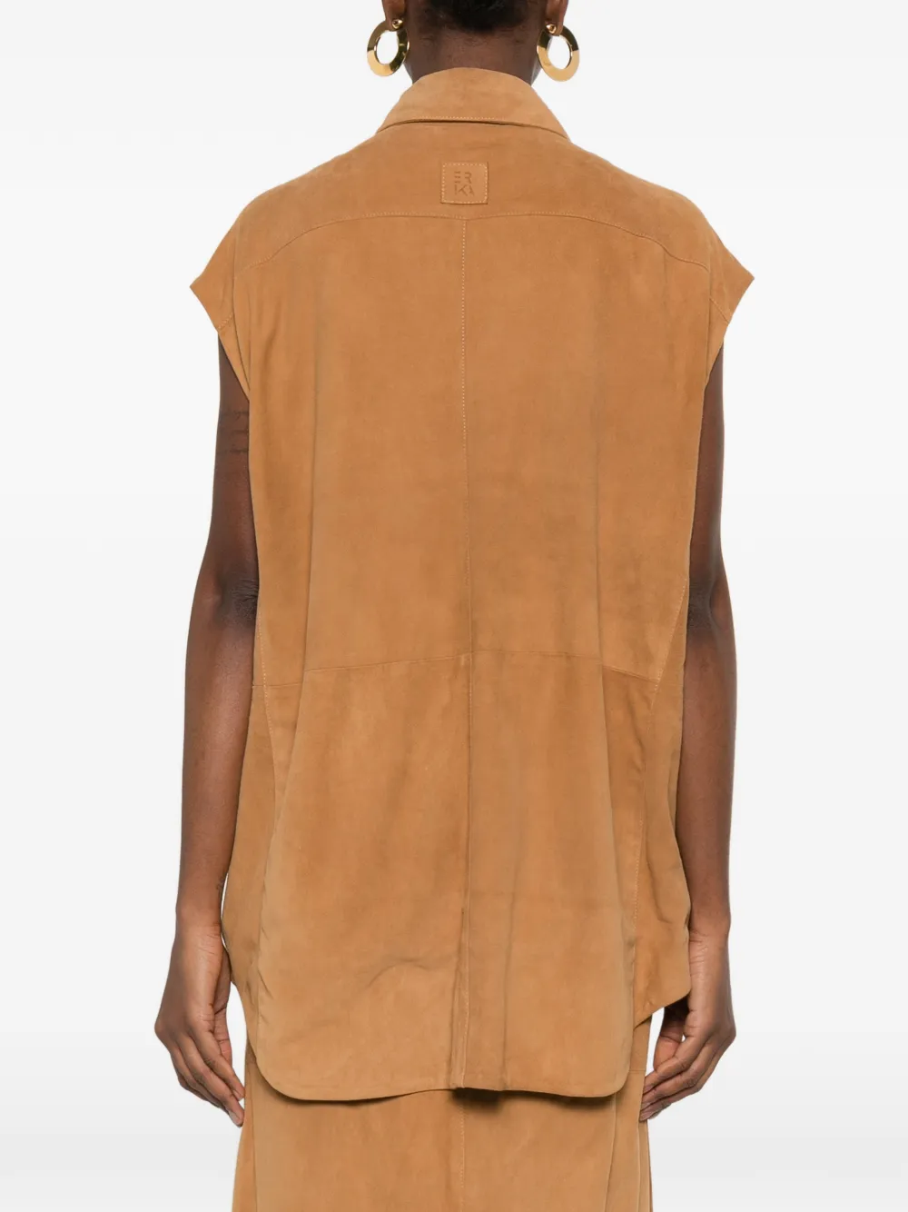 Erika Cavallini Button-down gilet met borstzak Bruin