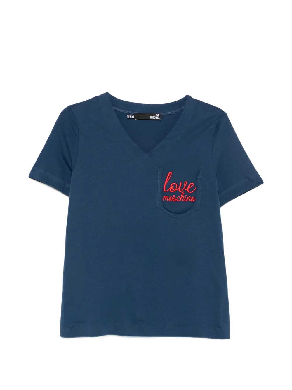 Love Moschino logo-embroidered T-shirt - Blu