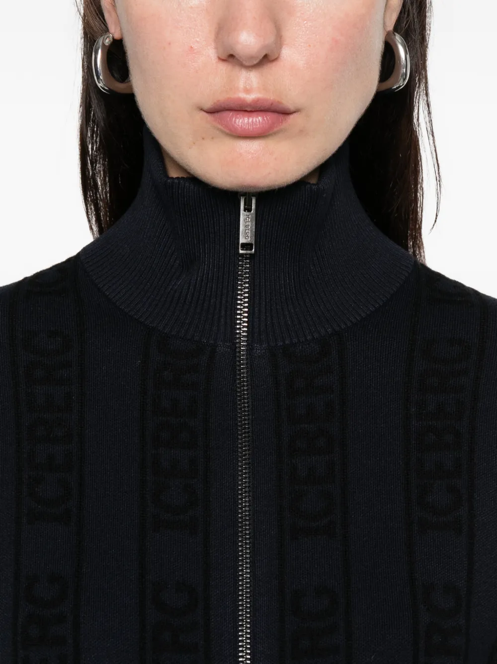 Iceberg Logo-knit Jacket In Blue