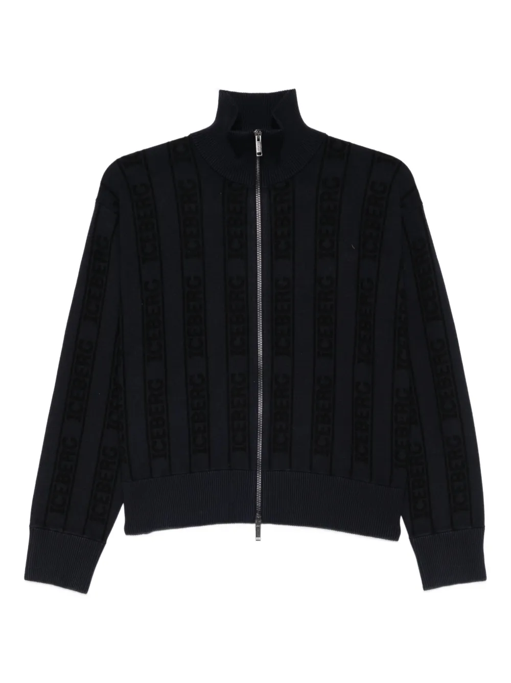 Iceberg Logo-knit Jacket In Blue