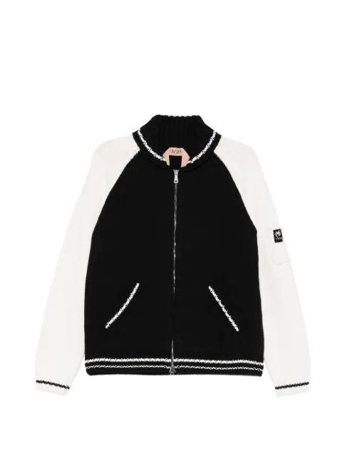 Nº21 knitted colour-block bomber jacket